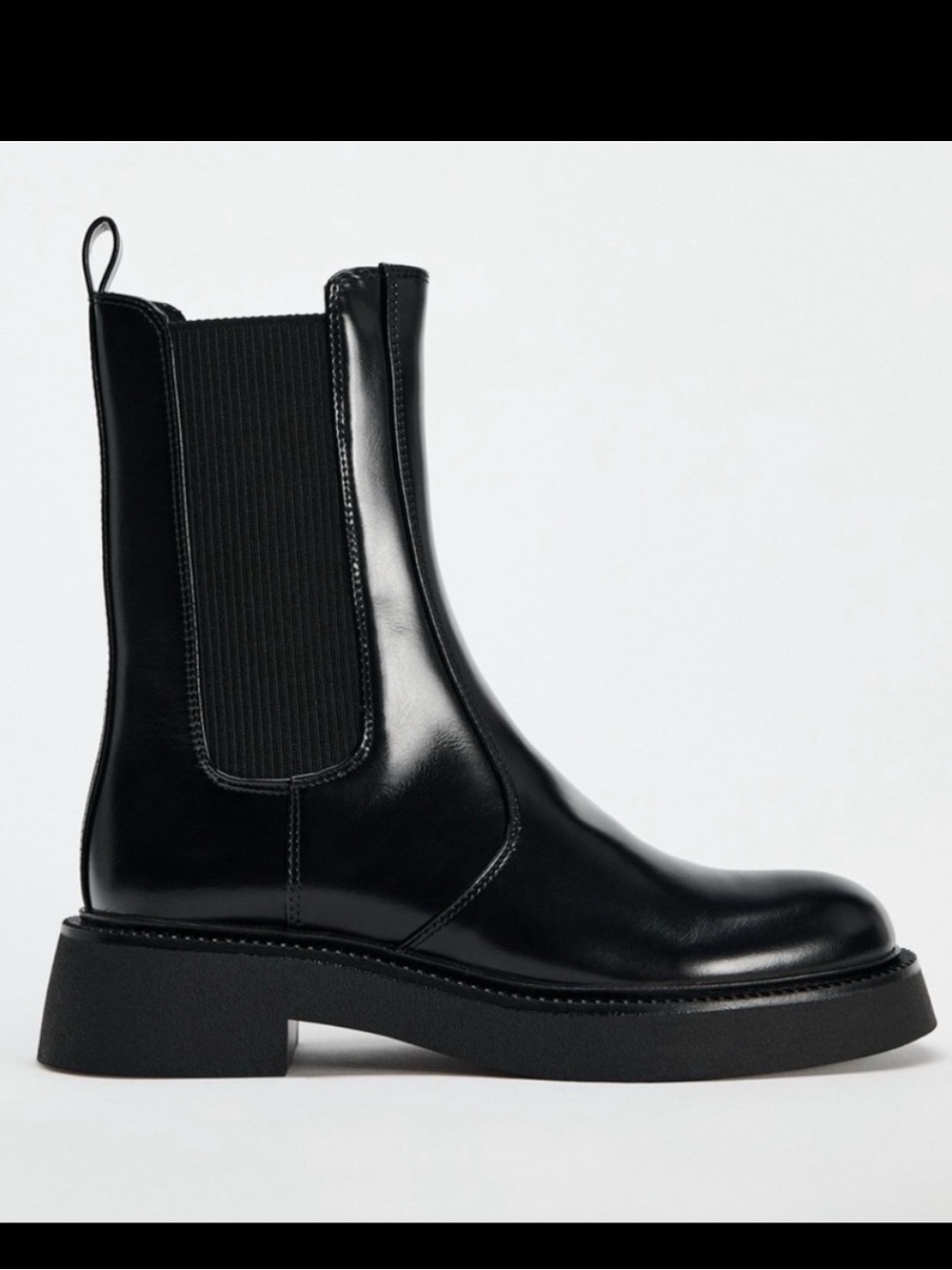 Zara Chelsea combination vegan leather chunky sole black ankle booties sz.6